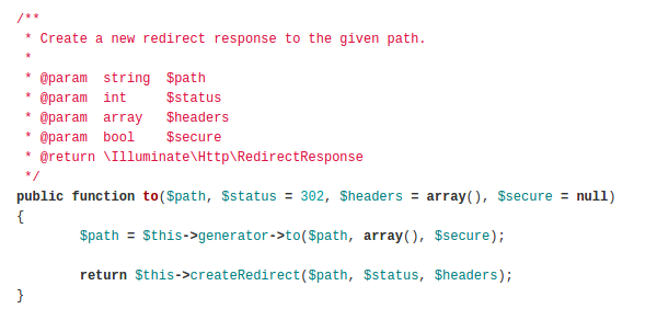 Laravel Redirect::to()